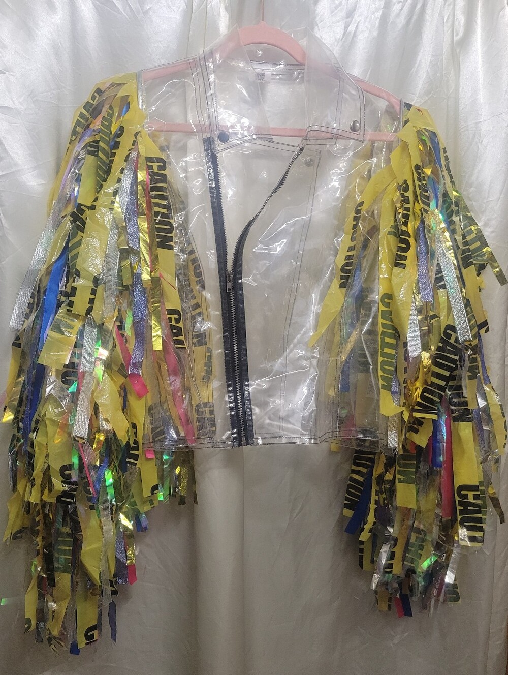 Birds Of Prey Harley Quinn Sz LG Clear Party Jacket with Tassels Costume